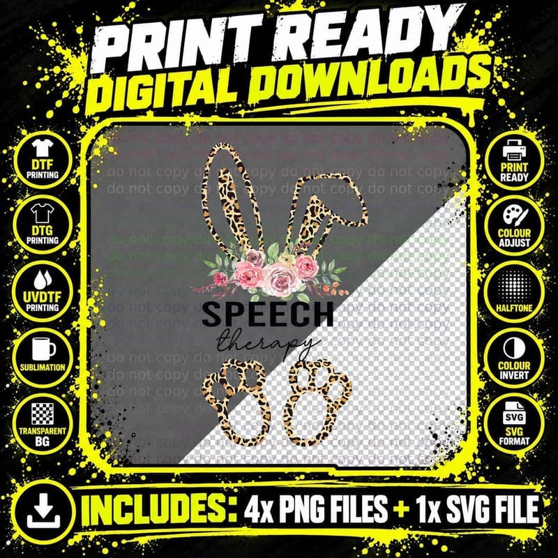 Speech Therapy Easter Bunny SLP Speech Language Png SVG Digital Bundle