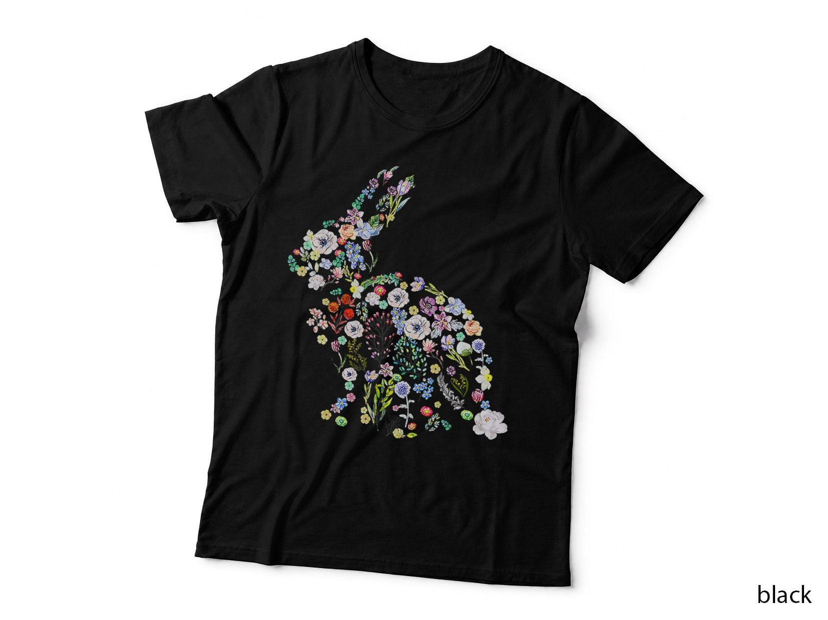 Spring Flowers Rabbit Floral Easter Bunny Women Girls T-Shirt