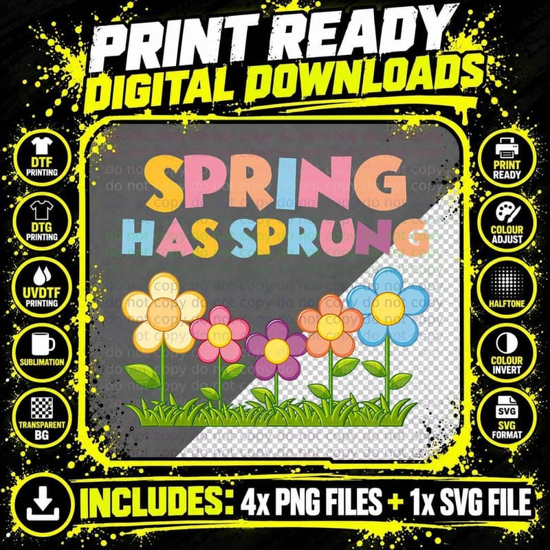 Spring Has Sprung Flower Plant Planting Easter Day Png SVG Digital Bundle