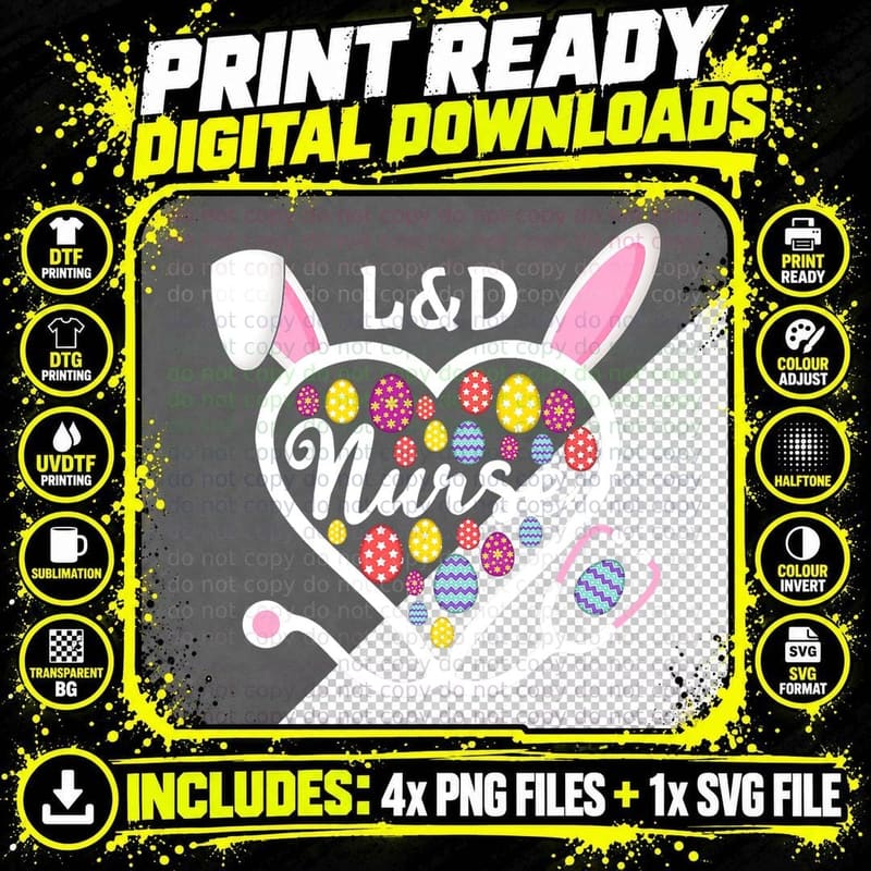 Stethoscope Heart L&d Nurse Easter Bunny Labor and Png SVG Digital Bundle
