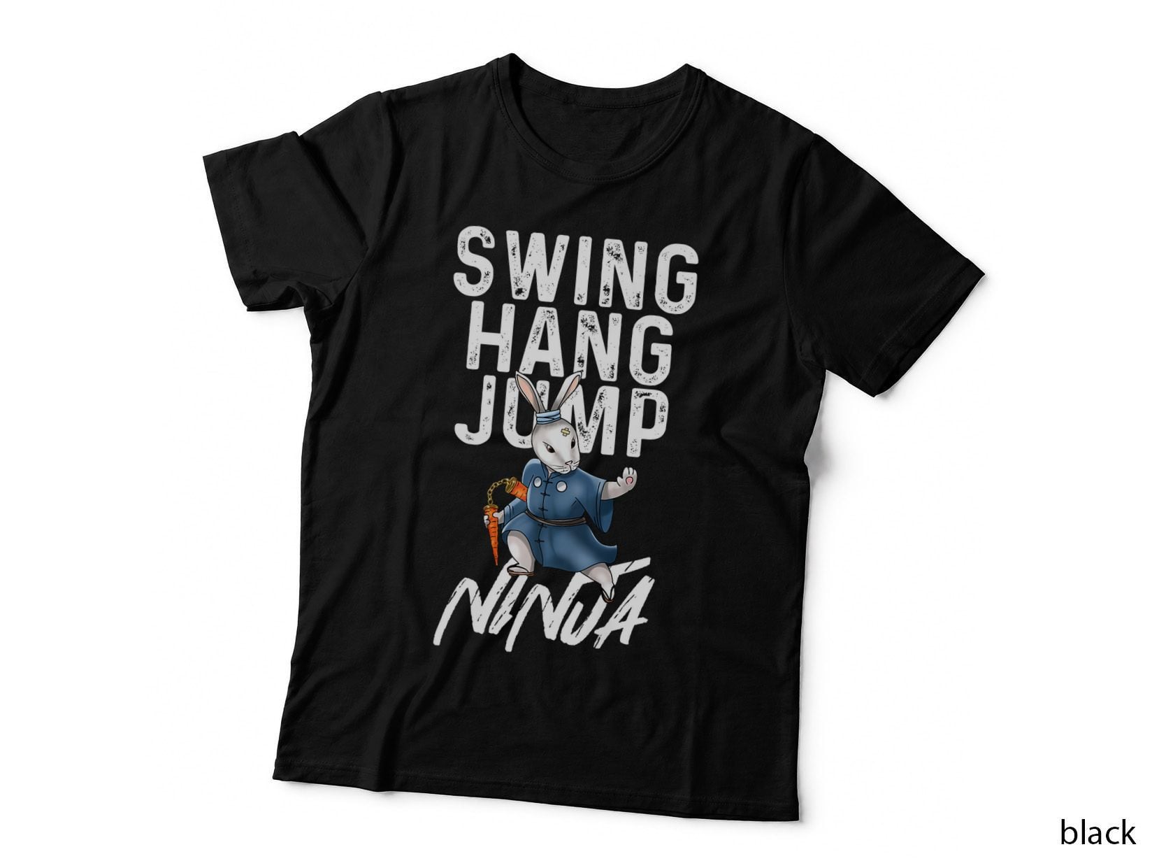 Swing Hang Jump Bunny Ninja T-Shirt, Martial Arts, Pet Lover Apparel