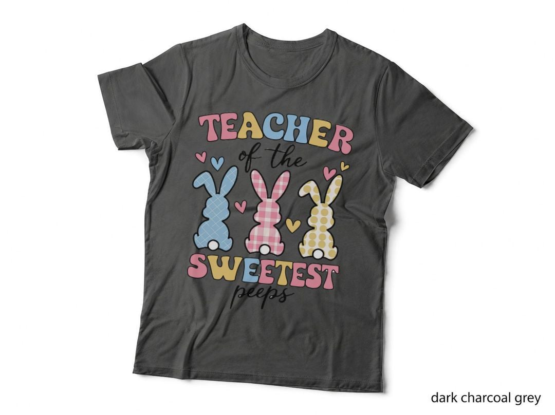Teacher of the Sweetest Peeps Easter T-Shirt, Easter-Themed Bunnies with Hearts