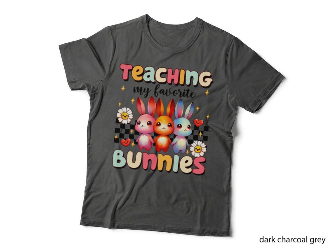 Teaching My Favorite Bunnies Easter T-Shirt, Colorful Bunnies with Flowers
