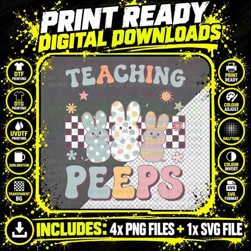 Teaching My Favorite Peeps Easter T-Shirt Png SVG Digital Bundle