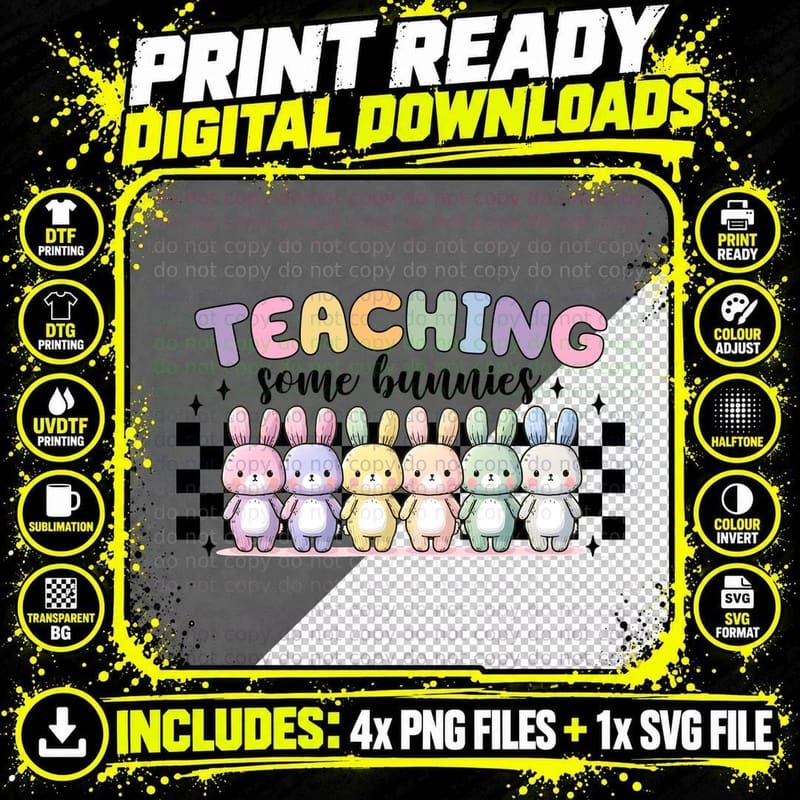 Teaching Some Bunnies Easter T-Shirt Png SVG Digital Bundle