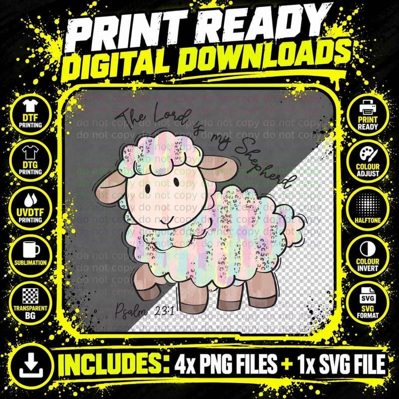The Lord Is My Shepherd Easter T-Shirt Png SVG Digital Bundle
