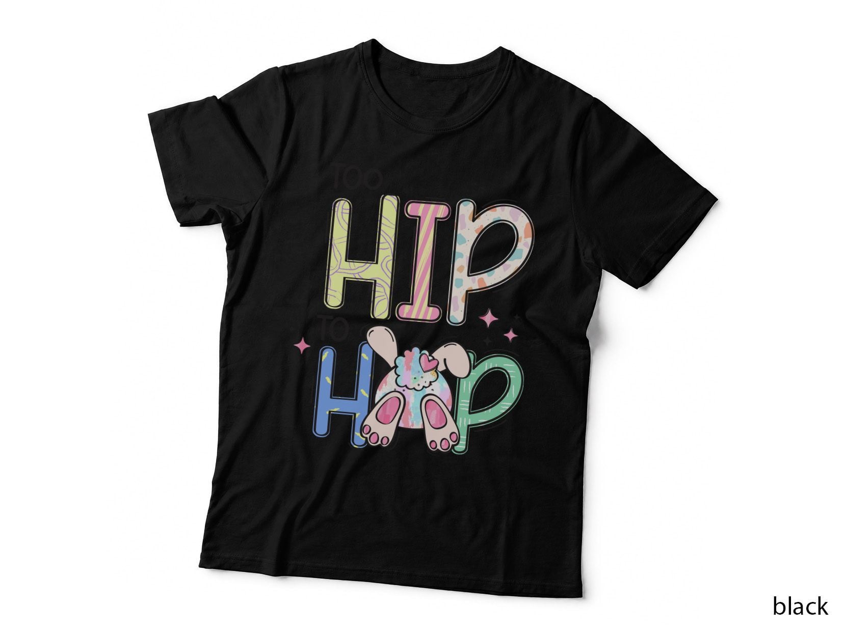 Too Hip to Hop Easter T-Shirt, Colorful Bunny with Ice Cream Cone Graphic Tee