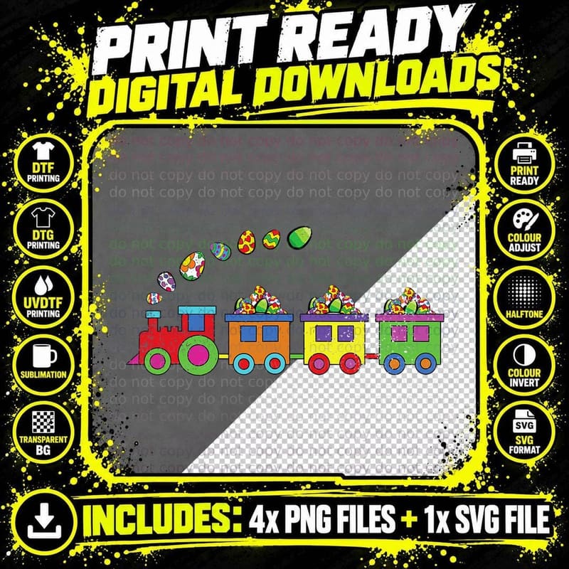 Train Easter Egg Hunting Cute Railroad Spring Boys Girls Png SVG Digital Bundle