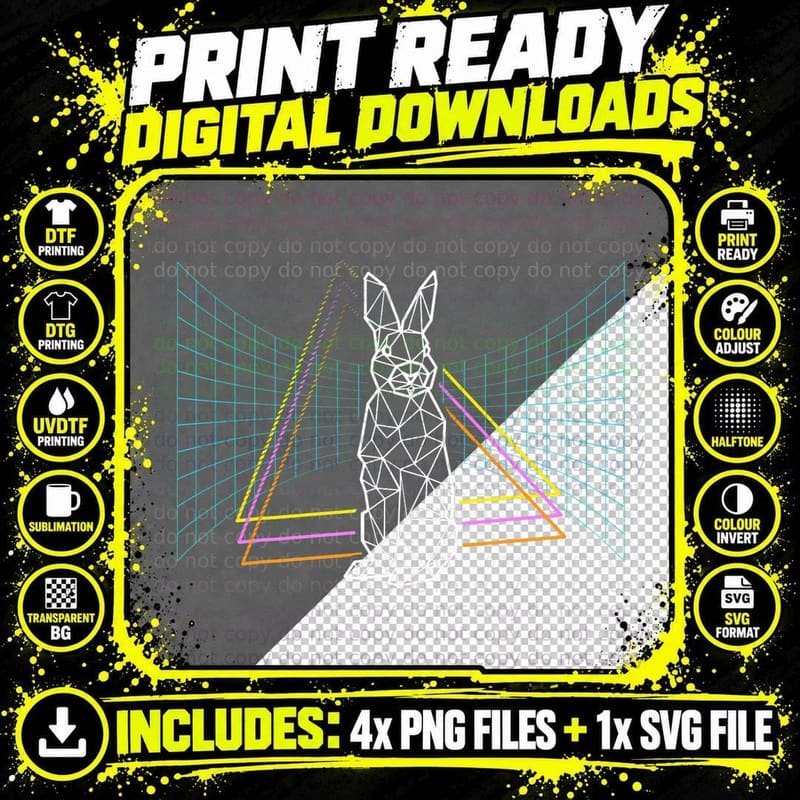 Vaporwave Rabbit Bunny Lover Fluffy Pet Animal T-Shirt Png SVG Digital Bundle