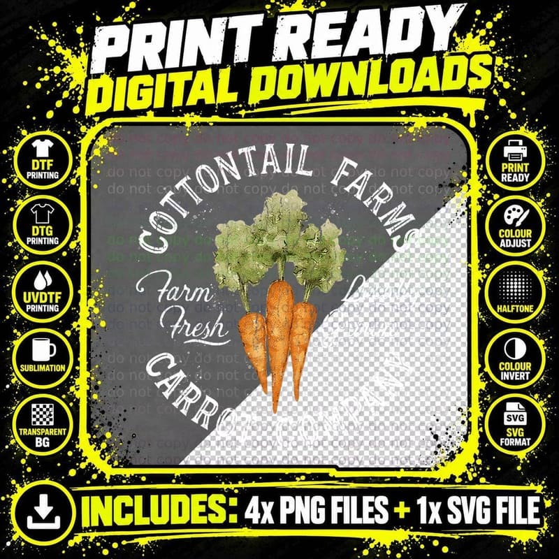 Vintage Cottontail Farm Carrot Company Easter T-Shirt Png SVG Digital Bundle