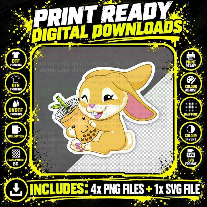 Year of the Rabbit Bunny Bae Bubble Boba Tea Chinese Png SVG Digital Bundle