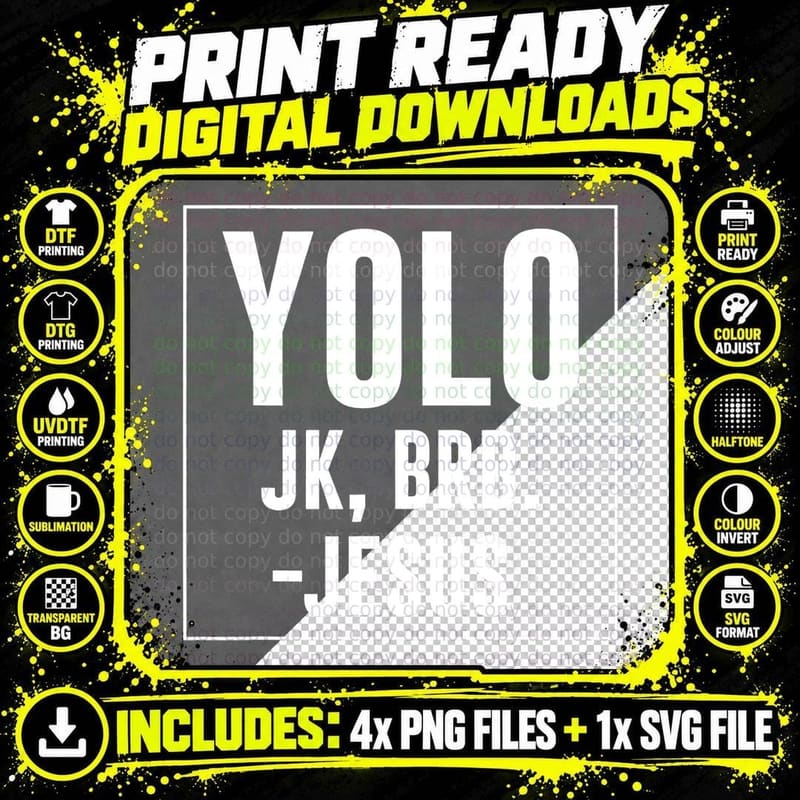 Yolo JK Brb Jesus Quotes Christ Risen Easter Day T-Shirt Png SVG Digital Bundle
