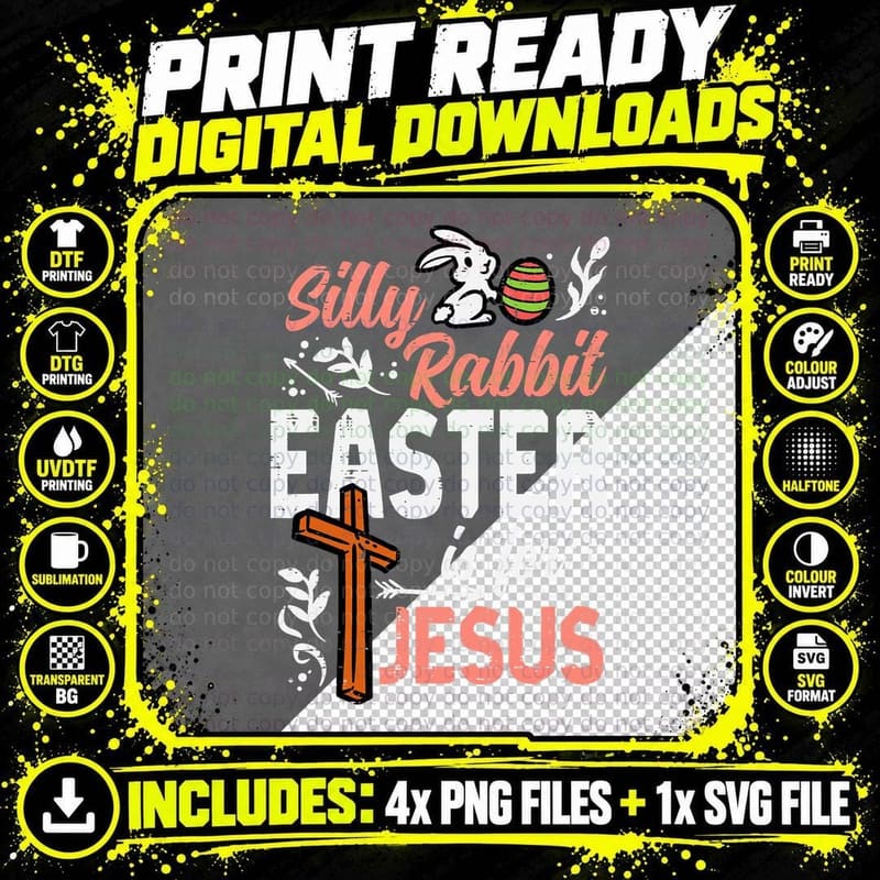 Christian Silly Rabbit Easter for Jesus Men Boysn Youth Png SVG Digital Bundle