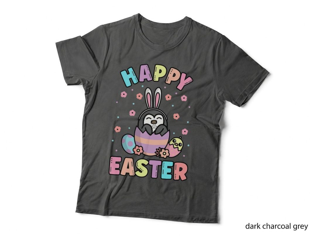 Easter Kawaii Bunny Penguin Cute Spring Egg Hunting Kids T-Shirt