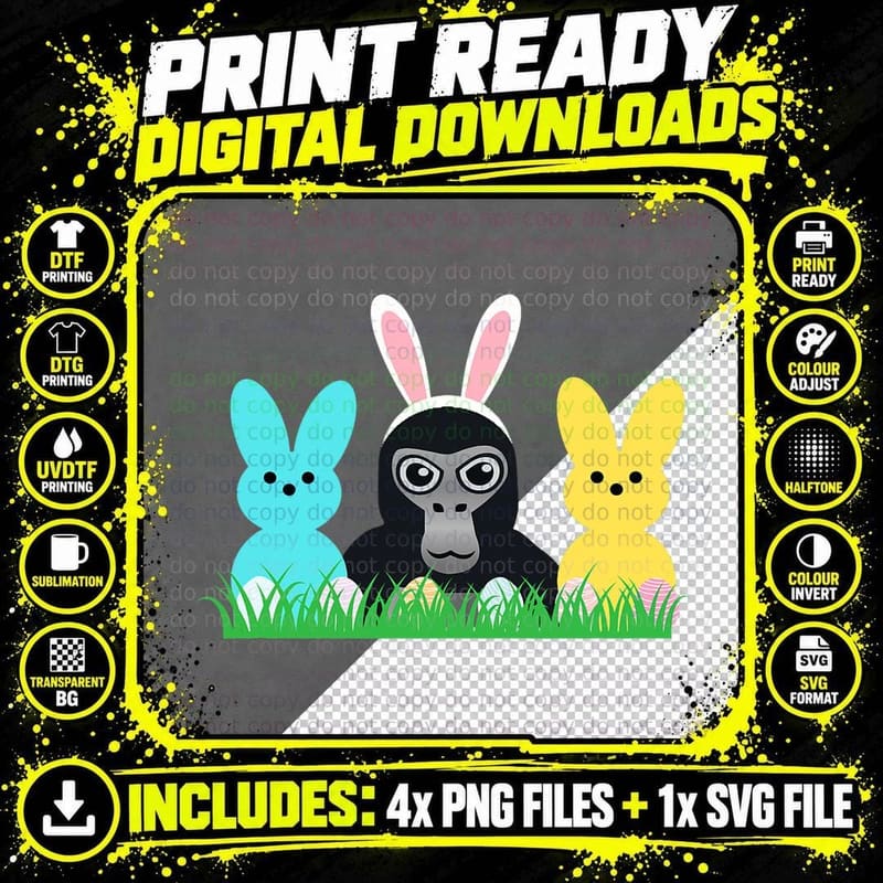 Gorilla Tag Easter Basket Vr Gamer Kids, Adults, T-Shirt Png SVG Digital Bundle