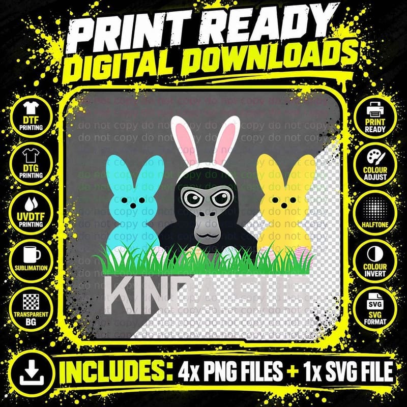 Gorilla Tag Easter Spring Vr Gamer Kids, Adults Png SVG Digital Bundle