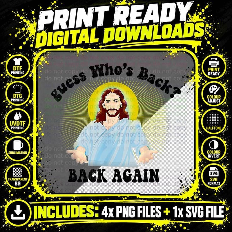 Guess Who's Back' Happy Easter! Jesus Christian Matching Png SVG Digital Bundle