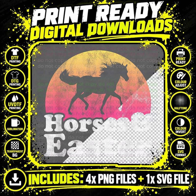 Horse and Easter Women or Girls Horses T-Shirt Png SVG Digital Bundle