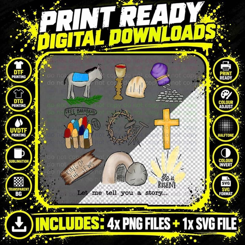 Let Me Tell You a Story Jesus Religious Christian Easter Png SVG Digital Bundle