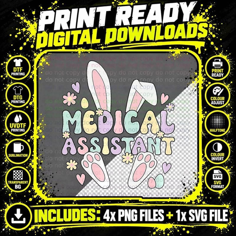 Medical Assistant Easter Bunny Med Assistant Easter Day Png SVG Digital Bundle
