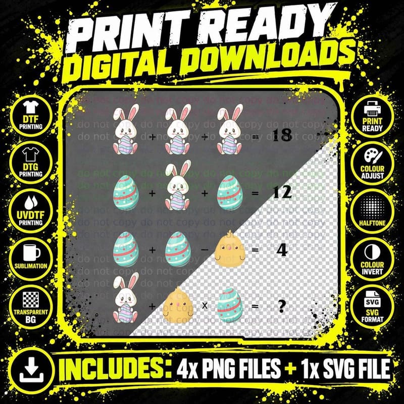Order of Operations Quiz Math Teacher Easter Chicken Png SVG Digital Bundle