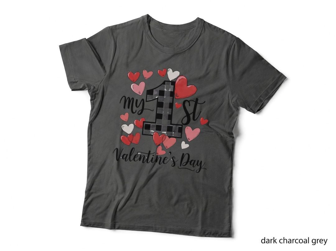 1st Valentine My Valentine's Day Checkered Number 1 Red White Hearts T-Shirt