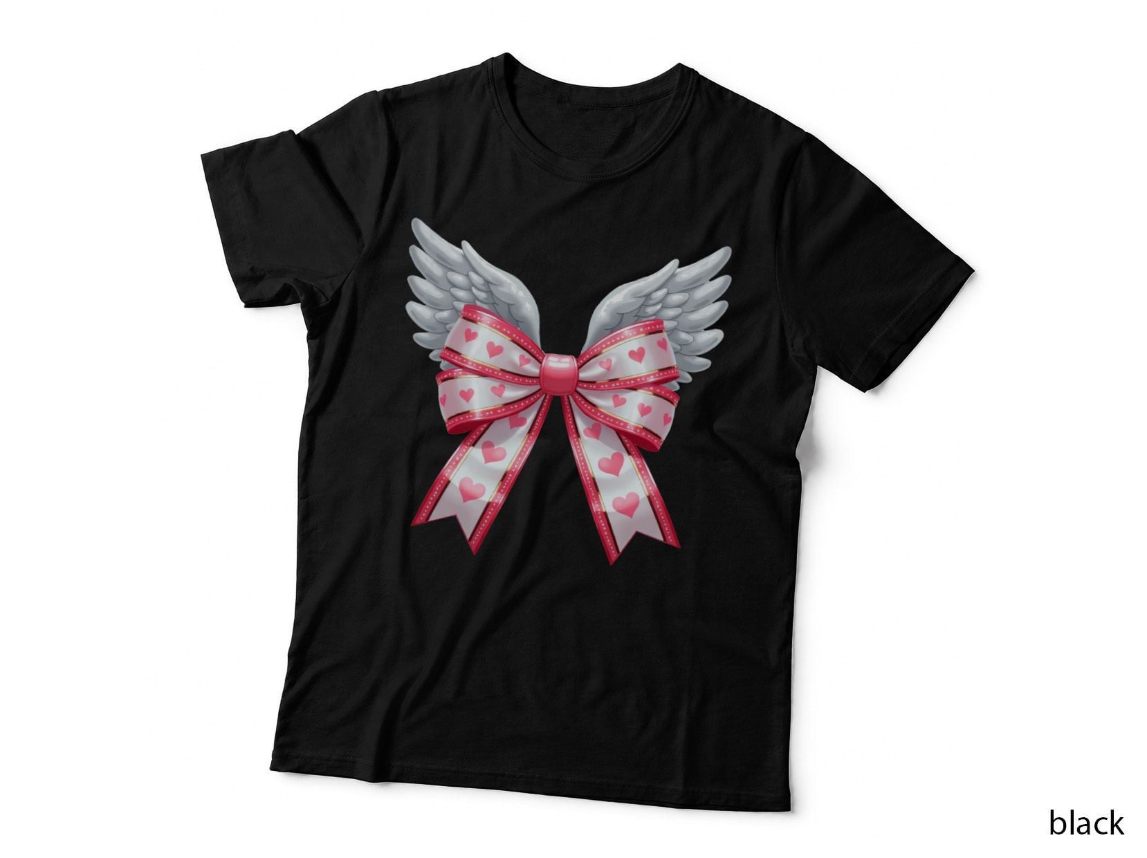 Angel Wings Bow Pink Red Heart T-Shirt