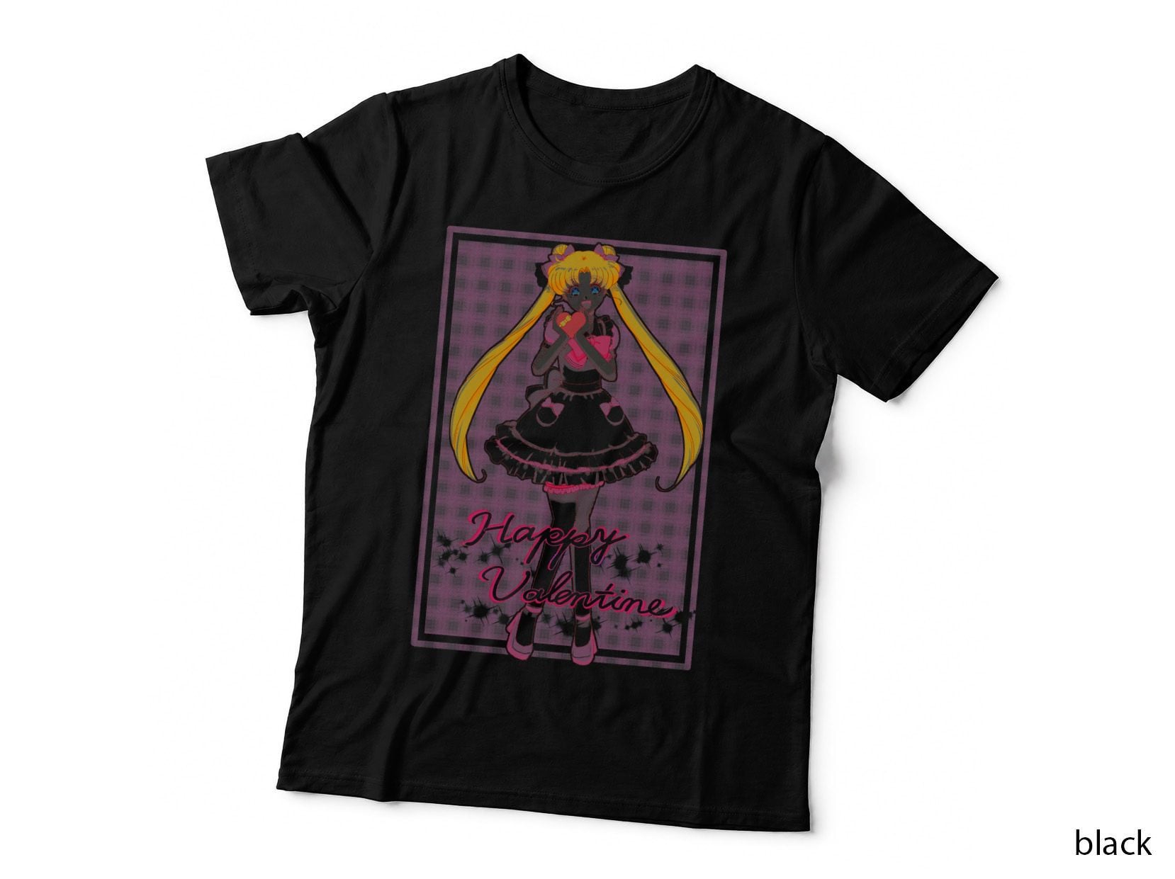 Aot Female Anime Character Happy Valentine Blonde Girl in Dress Pink T-Shirt