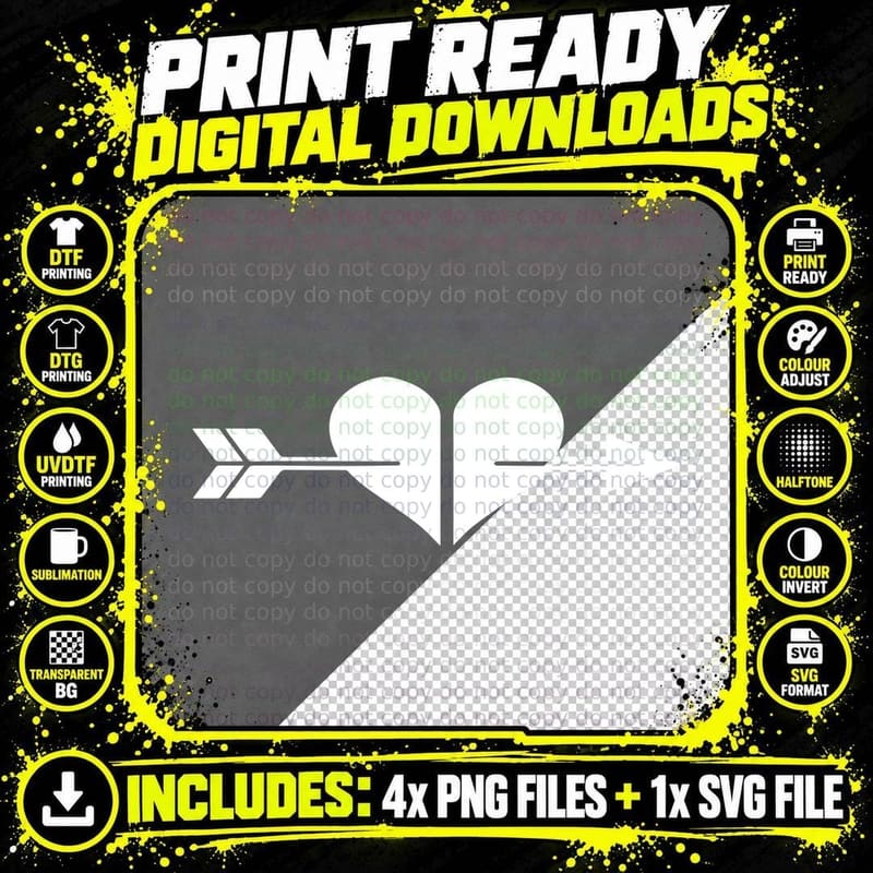 Arrow Heart Through Silhouette Cupid Romantic T-Shirt Png SVG Digital Bundle