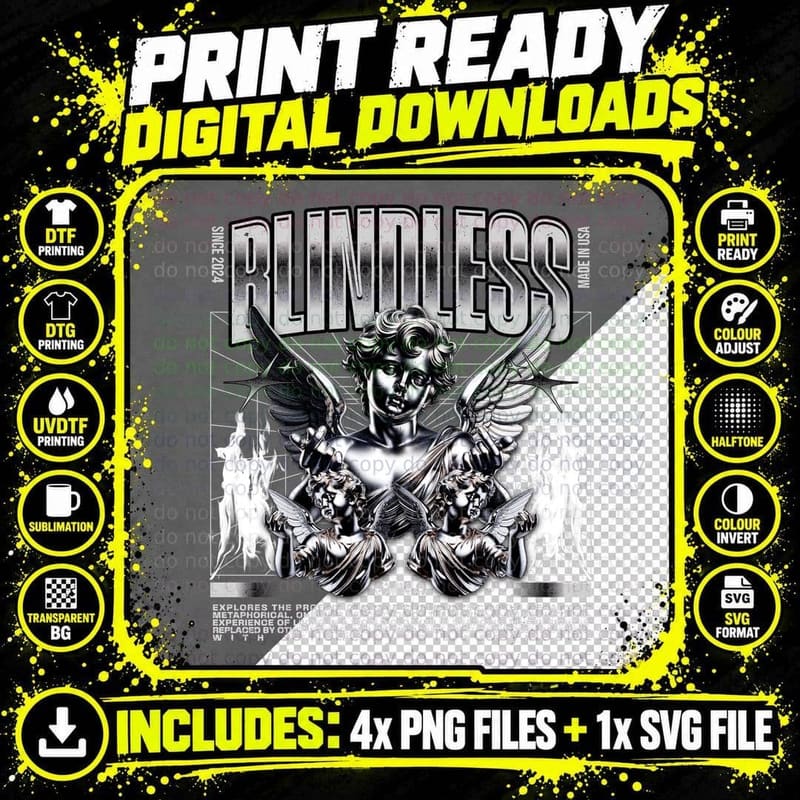 Blindness Classical Angel Cherub Warrior Ethereal Edgy Png SVG Digital Bundle