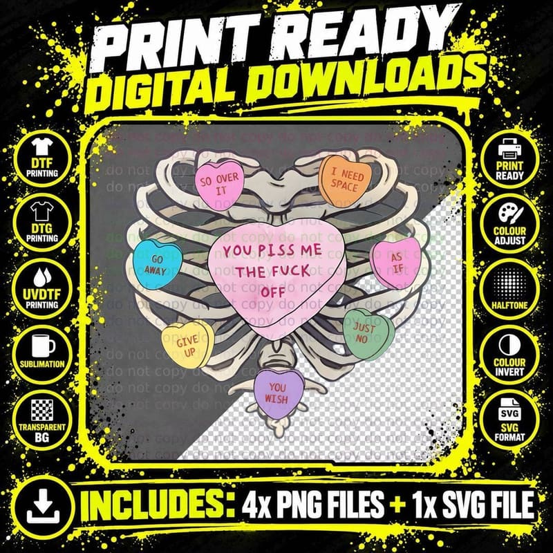 Brain You P.iss Me the F Ck off Anatomical with Hearts Png SVG Digital Bundle