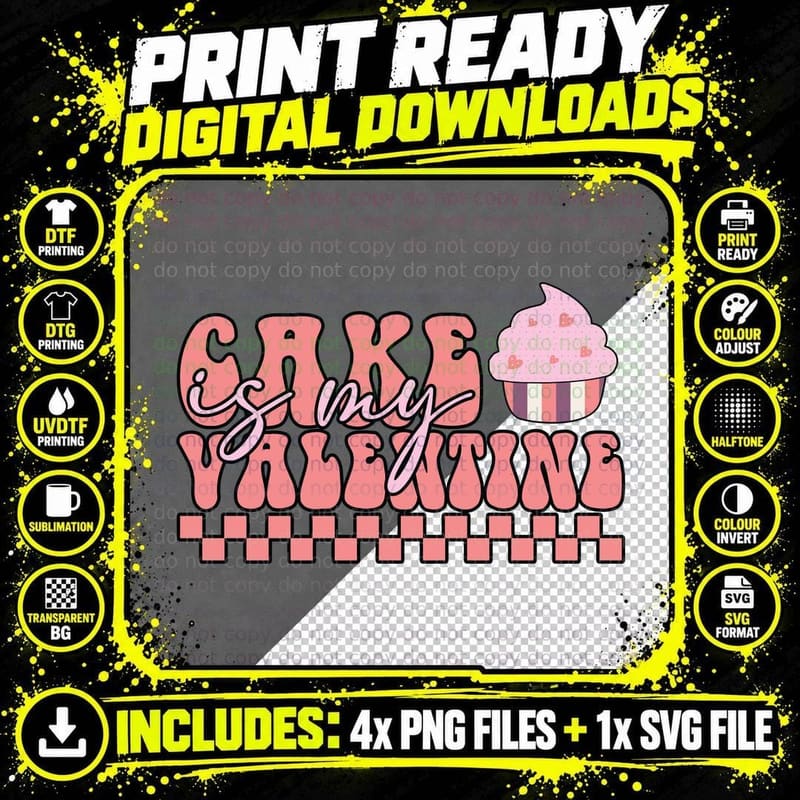 Cake Valentine Only Cupcake Graphic Pink Text Retro Y2k Png SVG Digital Bundle