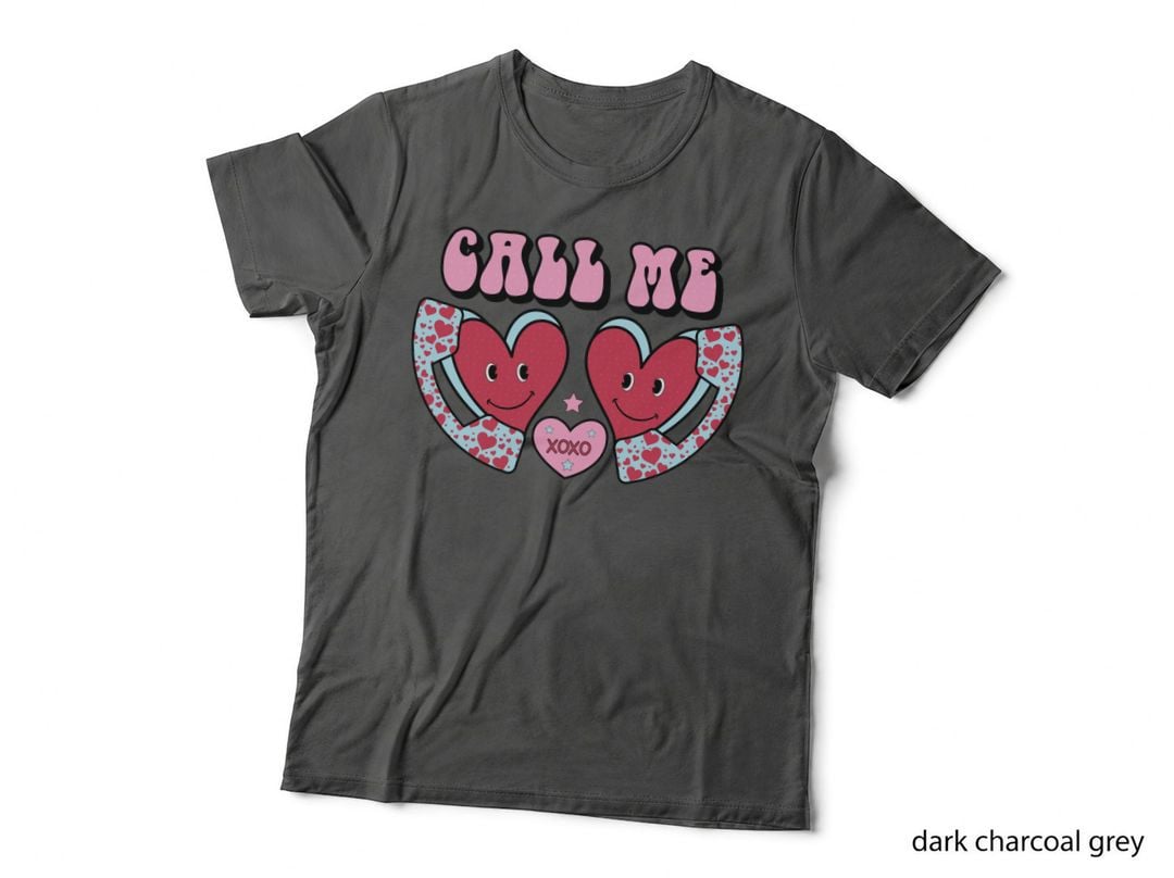 Call Me Pink Smiling Heart Faces Romantic T-Shirt