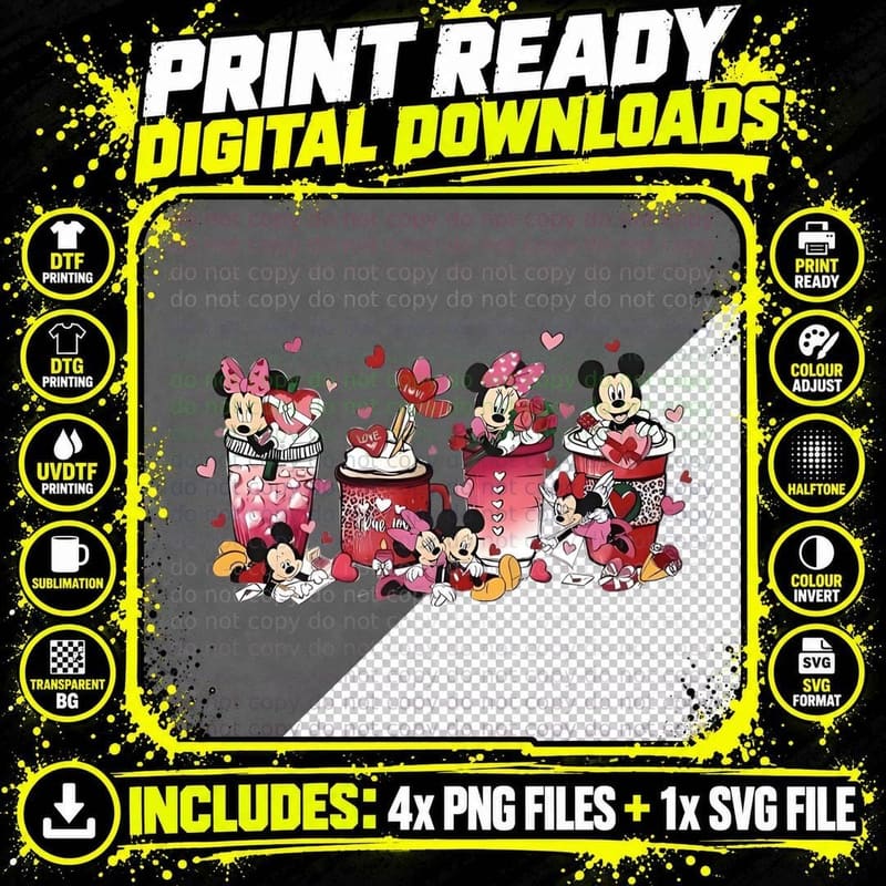 Characters Group Scene with Pastries T-Shirt Png SVG Digital Bundle