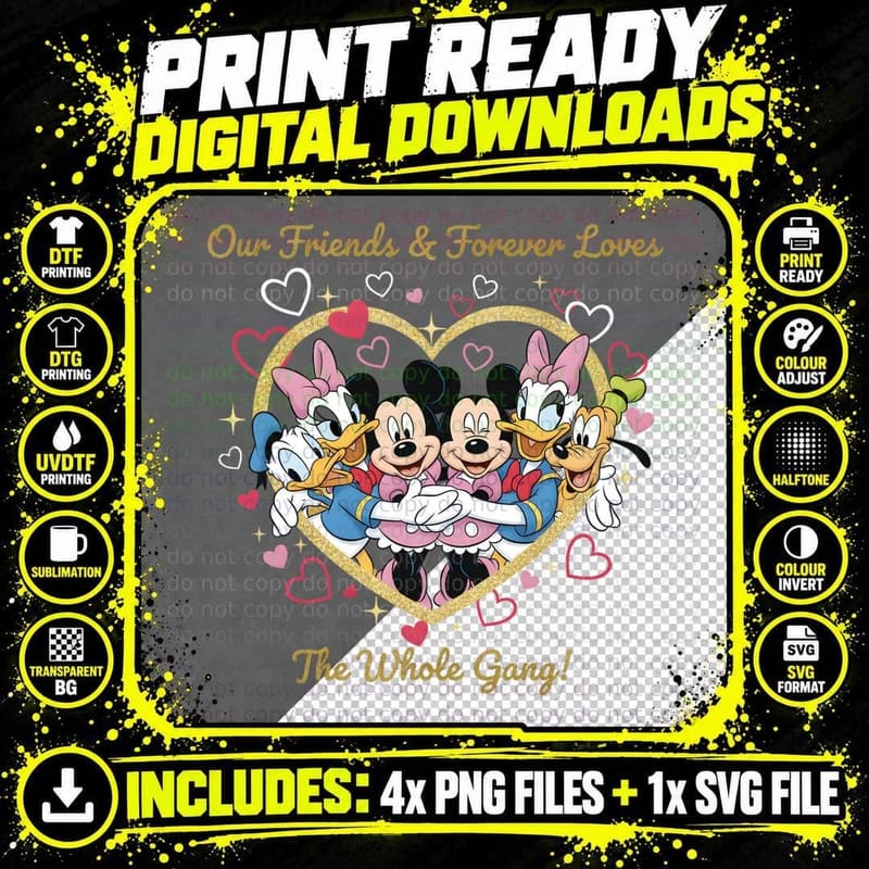 Characters Our Friends and Forever Loves the Whole Gang Png SVG Digital Bundle