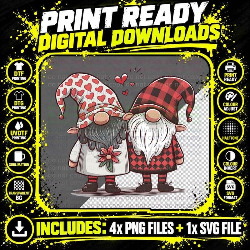 Chef Gnome Valentine's Day T-Shirt Png SVG Digital Bundle