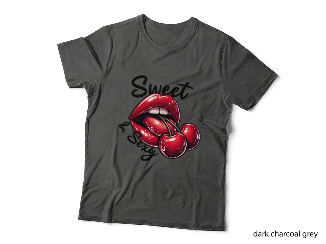 Cherry Lips Sweet Sexy with Cherries Glossy Romantic T-Shirt