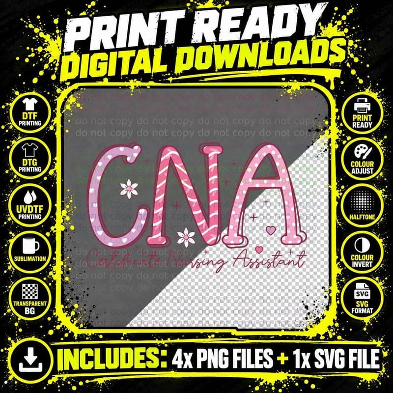 Cna Certificate Nursing Assistant Candy Cane Letters Png SVG Digital Bundle