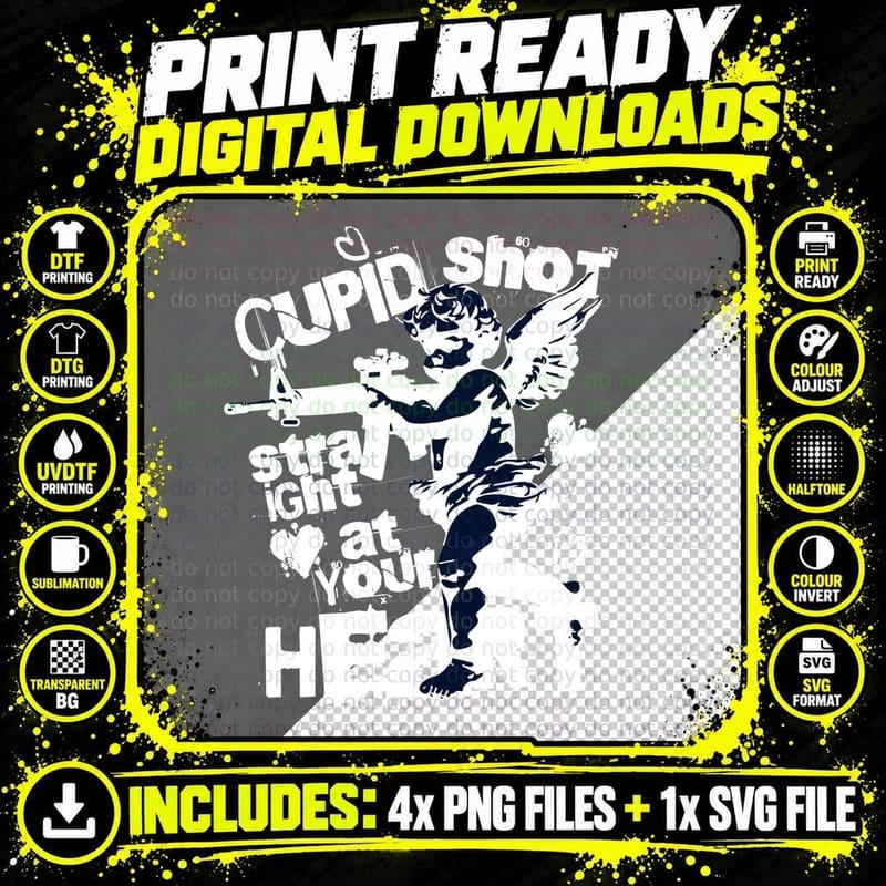 Cupid Shot Straight at Your Heart T-Shirt Png SVG Digital Bundle