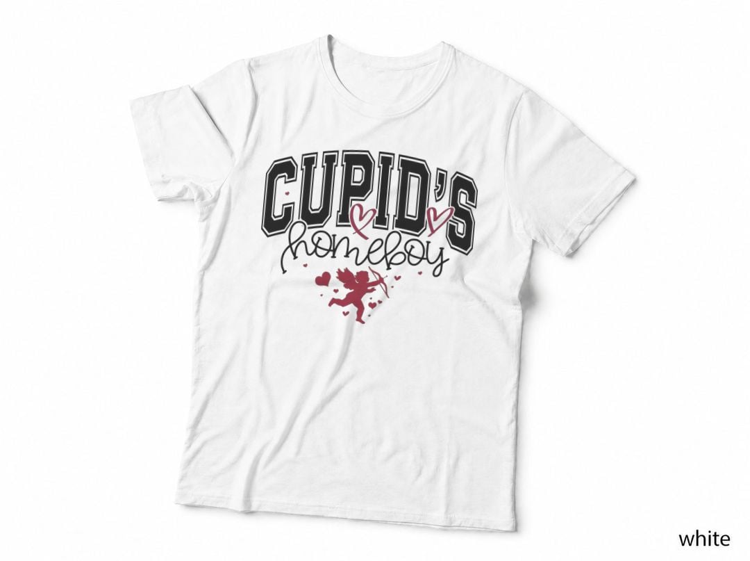 Cupids Somebody Red Cupid Silhouette Hearts Black Outline T-Shirt