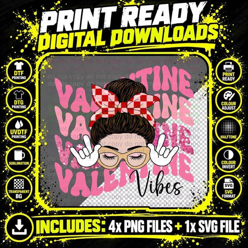 Girl Checkered Bow Valentine Vibes Y2k T-Shirt Png SVG Digital Bundle