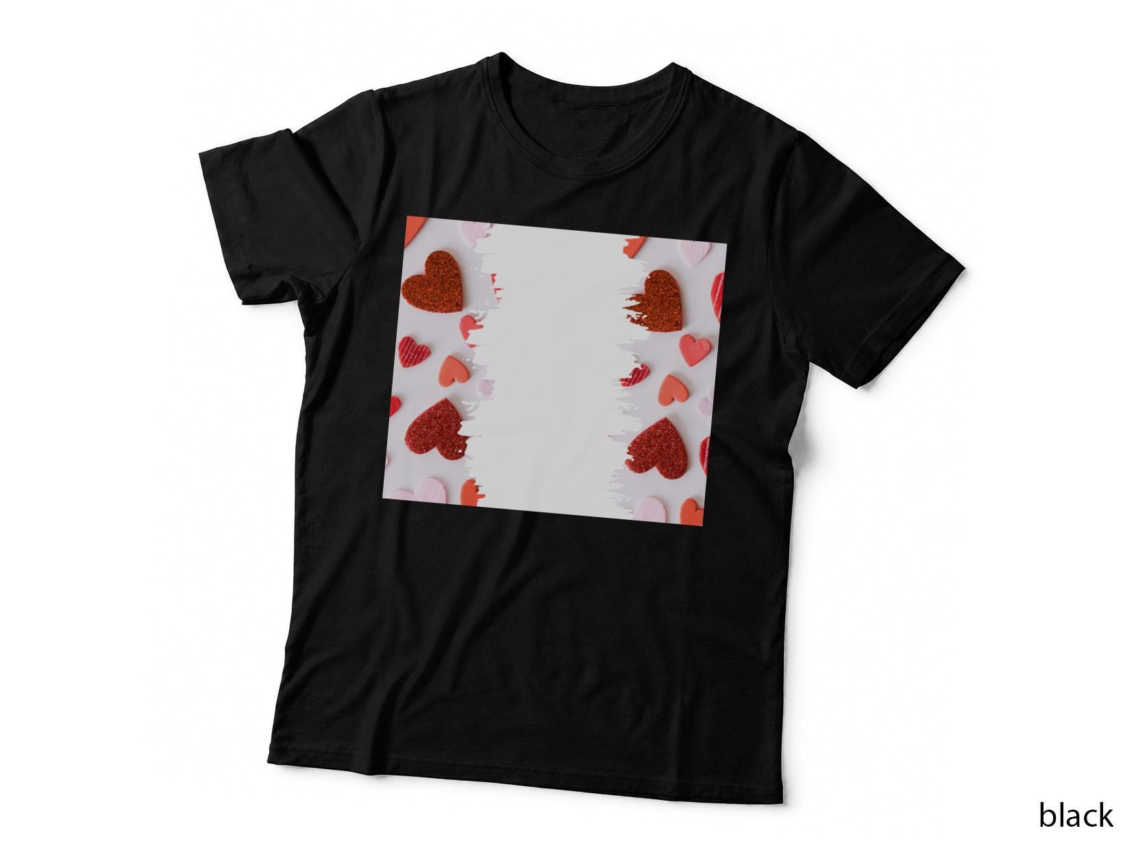 Glitter Hearts Orange Coral Red White T-Shirt