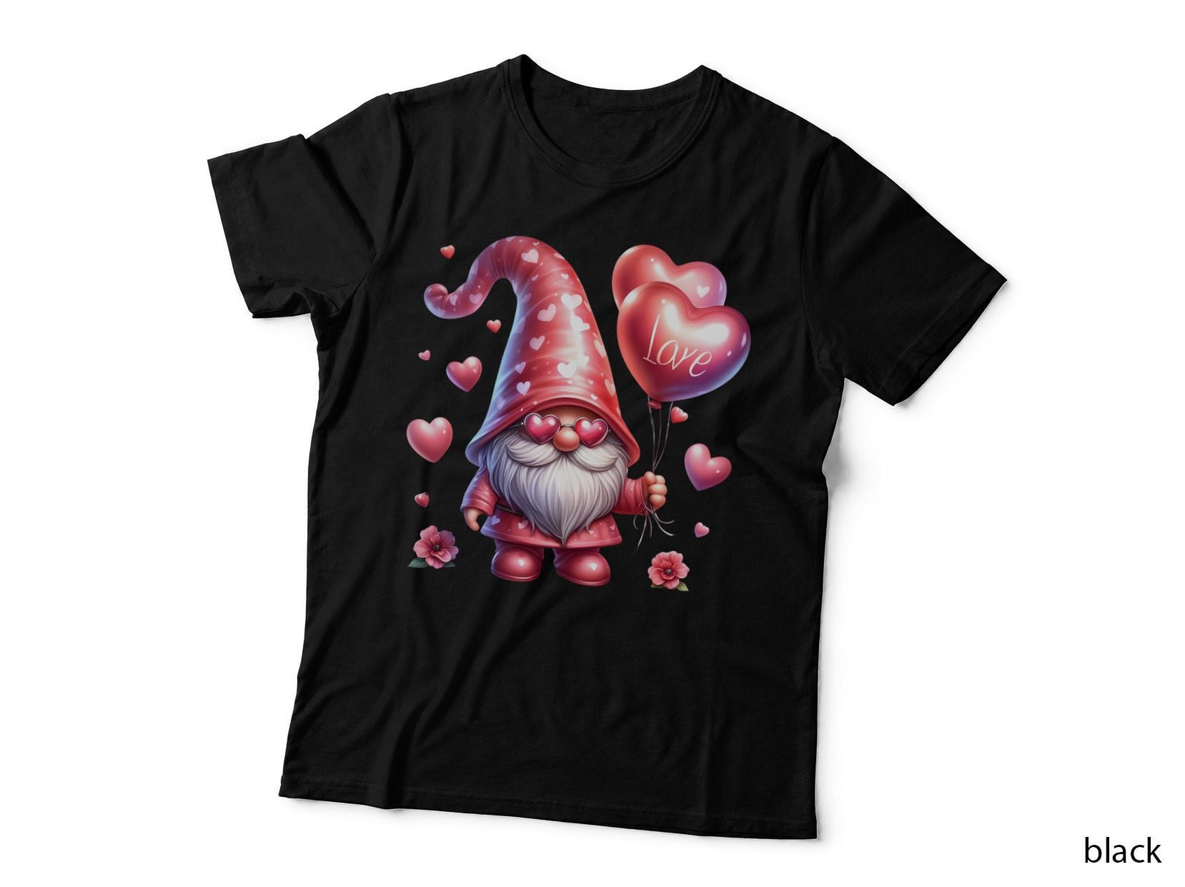 Gnome Balloon with Cone Hat Love Pink Playful T-Shirt