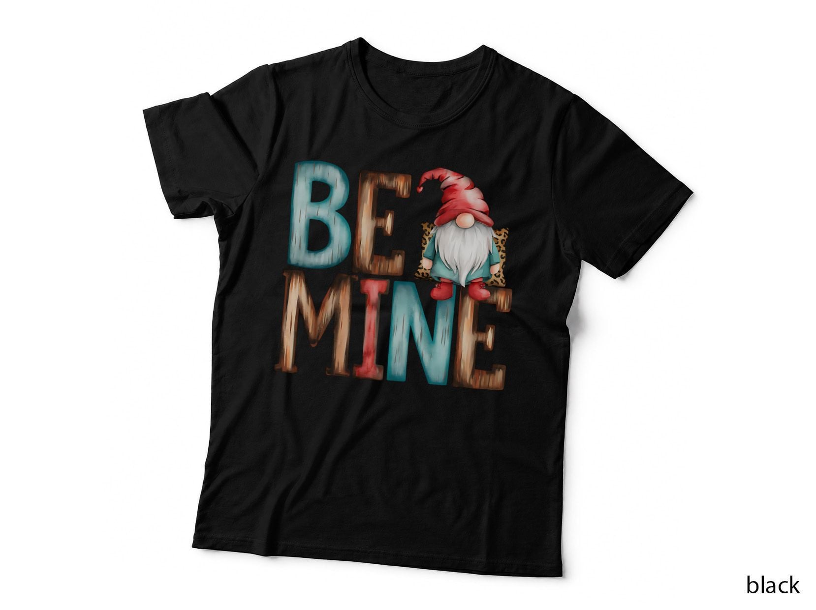 Gnome Be Mine Garden with Colorful Striped Text Cute Valentine T-Shirt