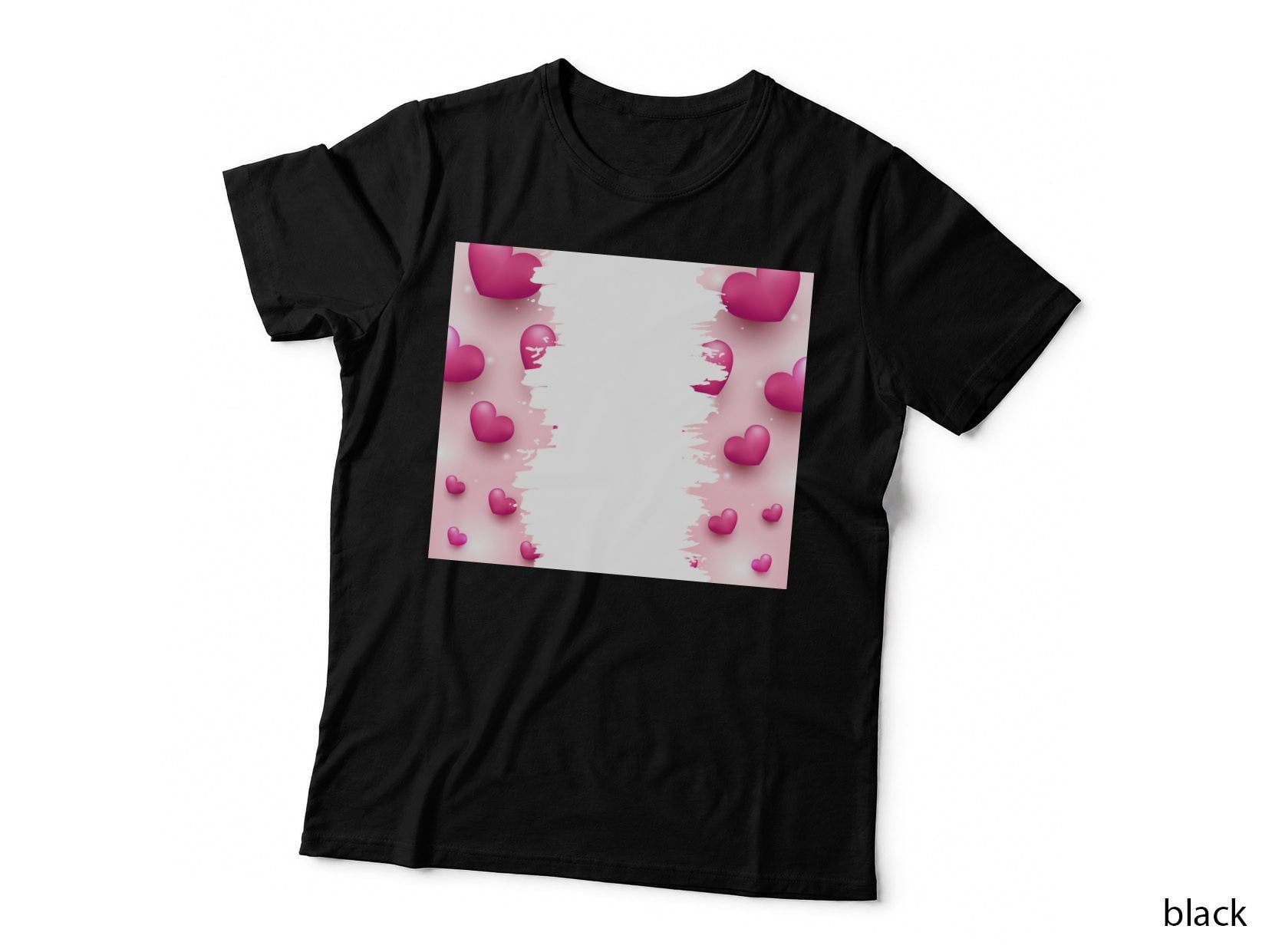 Gold Heart Happy Valentine's Day Glitter Luxury Black Background T-Shirt
