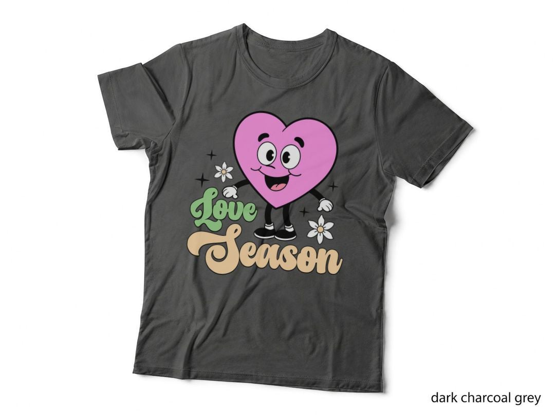 Happy Pink Heart Character with Flowers and Sparkles T-Shirt