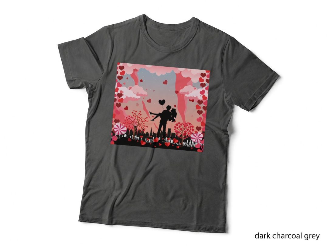Heart Clouds Pink Red Hearts Silhouette Romantic T-Shirt