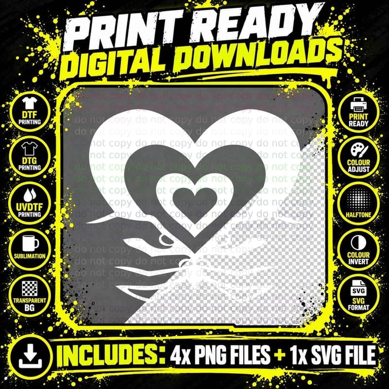 Heart Hands Holding Nested Hearts Spiritual Love T-Shirt Png SVG Digital Bundle