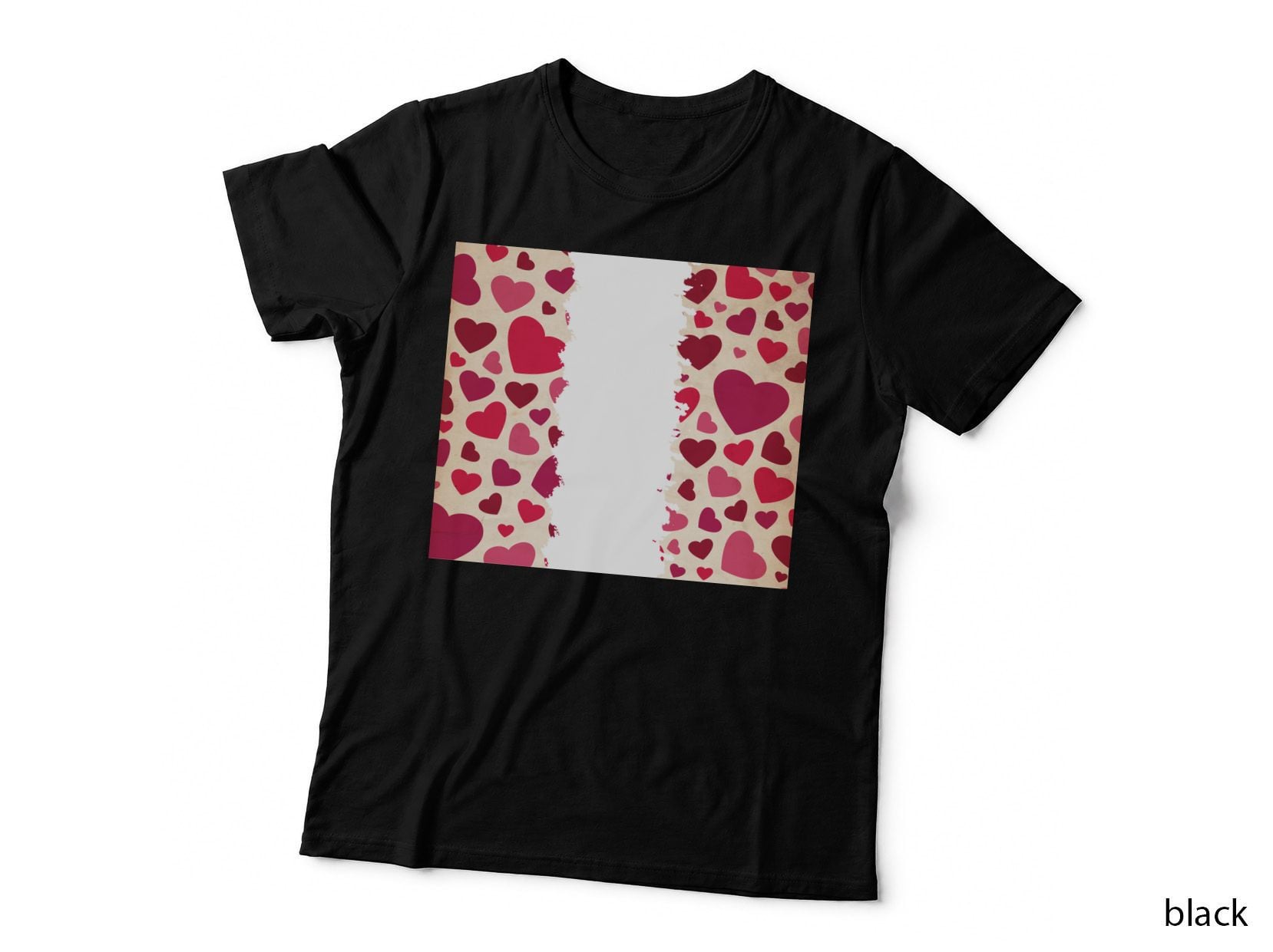 Heart Pattern Red Pink Hearts Cream Background Scattered T-Shirt