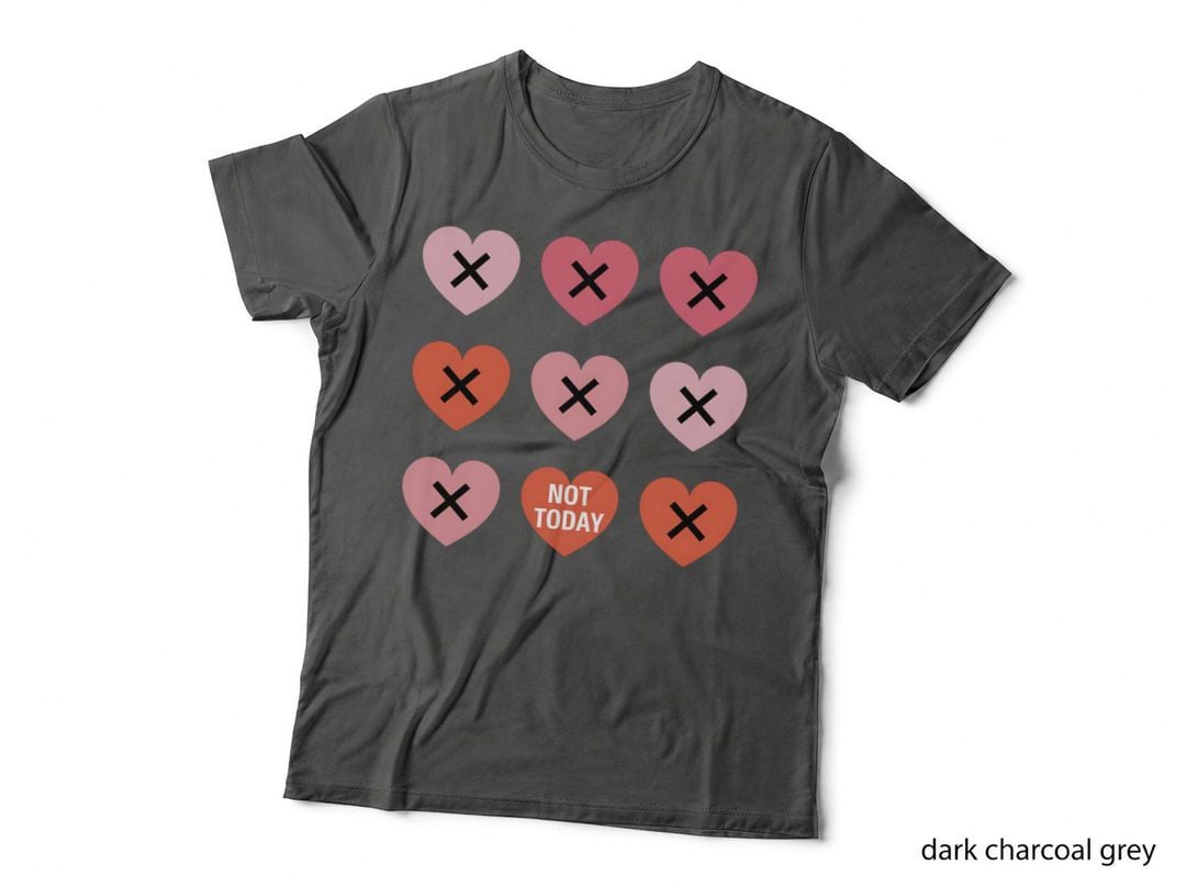 Hearts Grid Not Today Heart X Symbols Tic-Tac-Toe T-Shirt